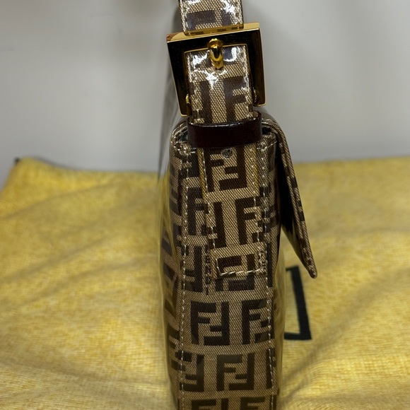 Fendi Gold and Brown Monogram Shoulder Bag - Picture 6 of 10